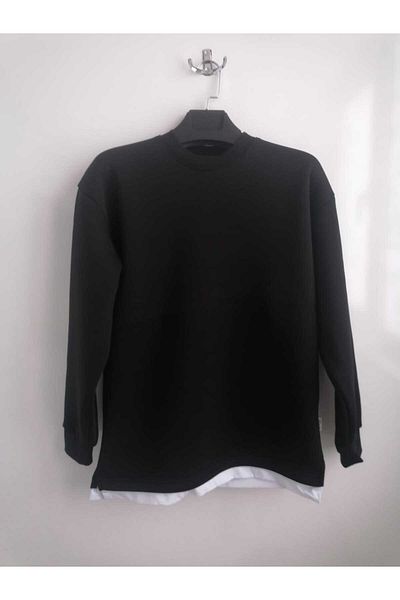 KUN SPORTSWEAR Unisex Oversize Sweatshirt - Side Slit, T-Shirt Piece Addition, Raised