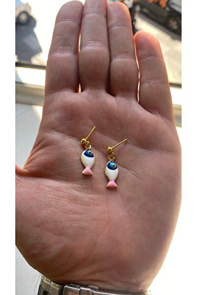 Porsuk Alternatif أقراط نسائية مصنوعة يدويًا على شكل سمكة مطلية بالمينا