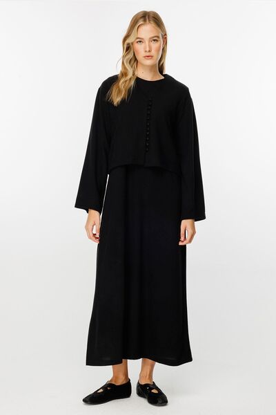 Hooopstore Черна плетена рокля с качулка