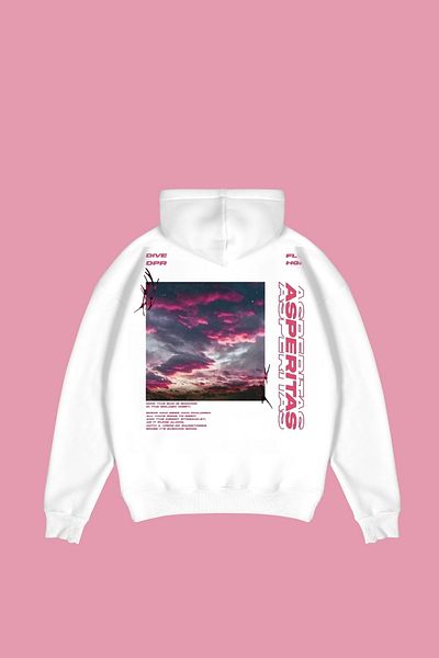 Sekizbiraltı Λευκό κουκούλα με στάμπα Asperitas Oversize Unisex
