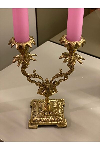 Dekordan House Pirinç 2 Kollu Şamdan