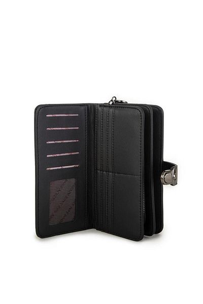 Nas Bag Wide Cut Black Nero Women's Wallet - Clip Detail