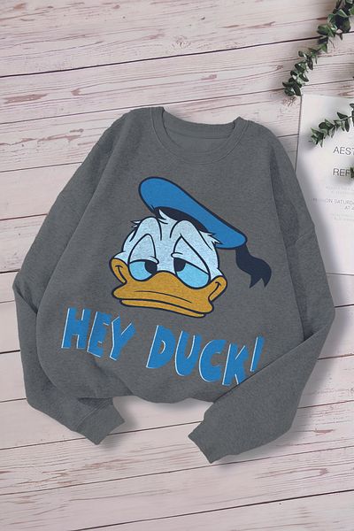 MYADA Суитшърт с кръгло деколте и щампа Hey Duck за момче 15792