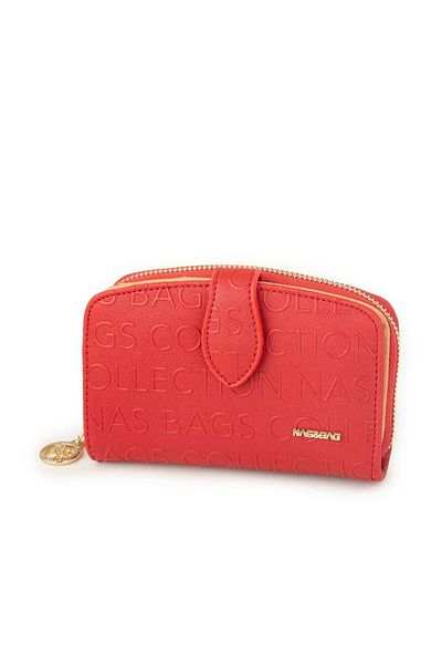 Nas Bag Women's Multi-Card Compartment Wallet Red Camel Embossed