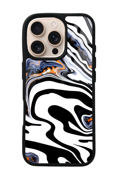 Spoyi Glossy Phone Case for iPhone 16 Pro White Marble Design