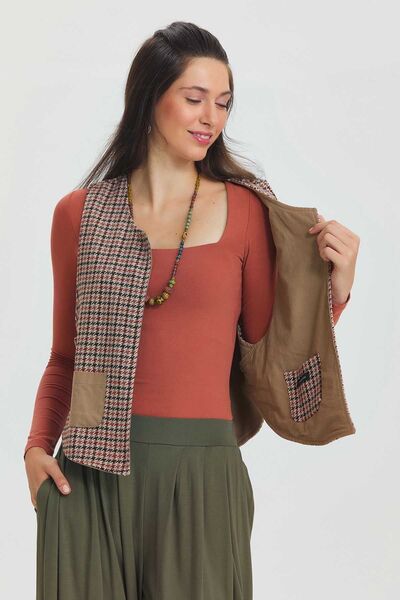 Clandestino Διπλής όψης Bohemian Γιλέκο Καφέ - Ταν