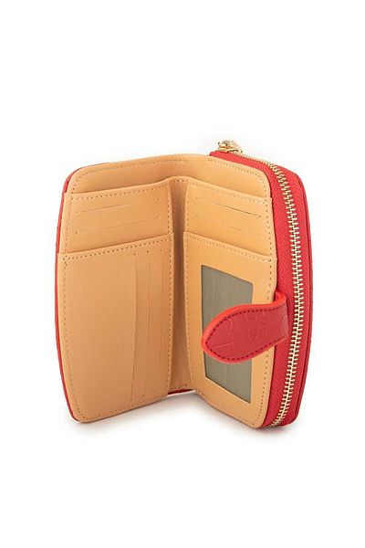 Nas Bag Women's Multi-Card Compartment Wallet Red Camel Embossed