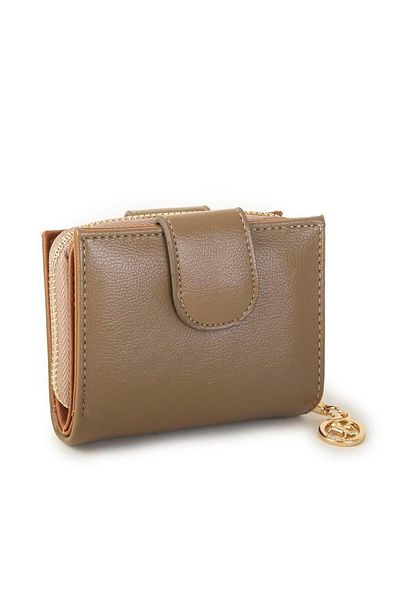Nas Bag Women's Double Flap Mini Wallet Green Tan Nero