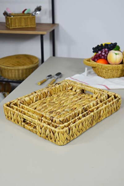 SepetçiBaba 3'lü Muz Hasırı Tepsi - 219