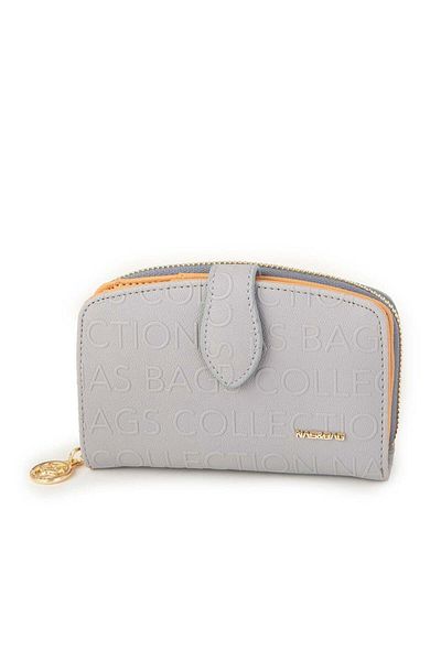 Nas Bag Women's Multi-Card Compartment Wallet Gray Camel Embossed