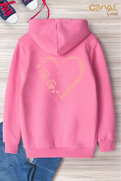 Cevval ДЕТСКИ СУИТШЪР С КАЧУЛКА И ПРИНТ СЪРЦА