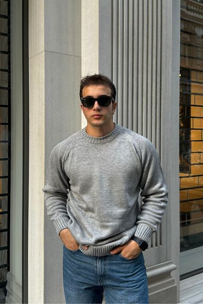 Livio Ferri Men's Crew Neck Thick Italian Sleeve Knitwear Sweater