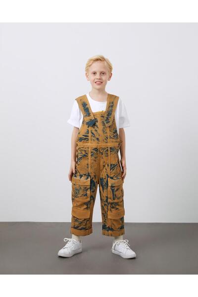 Manimani Batik Yıkamalı Cep Detaylı Lacivert Erkek Çocuk Salopet