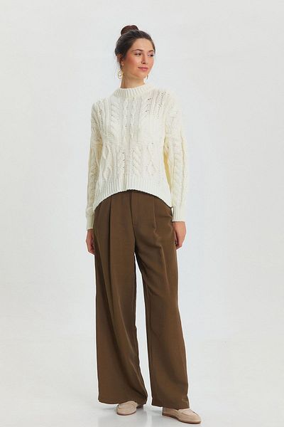 Clandestino Pulover alb din tricot - model tricotat, culoare uni