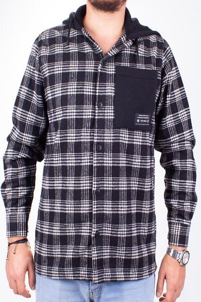 DAGOSTER Dmg23-193714 Черна ежедневна мъжка риза Lumberjack с качулка