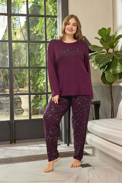 Aydoğan Women's Plus Size Pajamas Set - Pearl Wild Cherry 0659