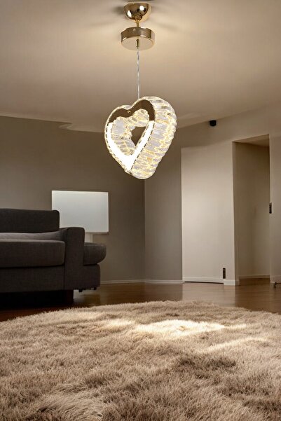 KLAS AYDINLATMA KALP KRİSTAL LED GOLD LÜX AVİZE