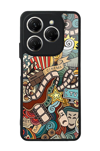 Spoyi Tecno Spark 20 Pro Retro Cinema Tasarımlı Glossy Telefon Kılıfı