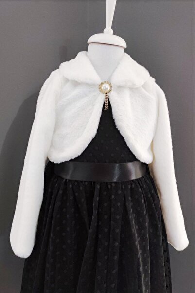 ABİYEKİDS Girl's White Plush Bolero