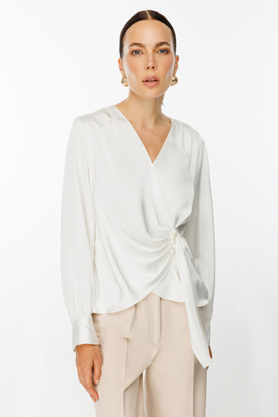 Ekol Gathered Front Pearl Blouse