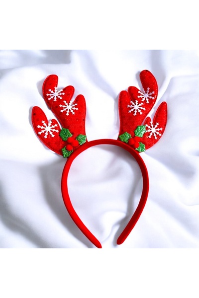 alsaccessories New Year's Red Figured Snowflake Deer Horn - 17X21 cm