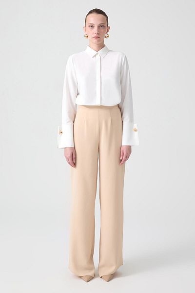 Touché Privé Wide Leg Crepe Trousers