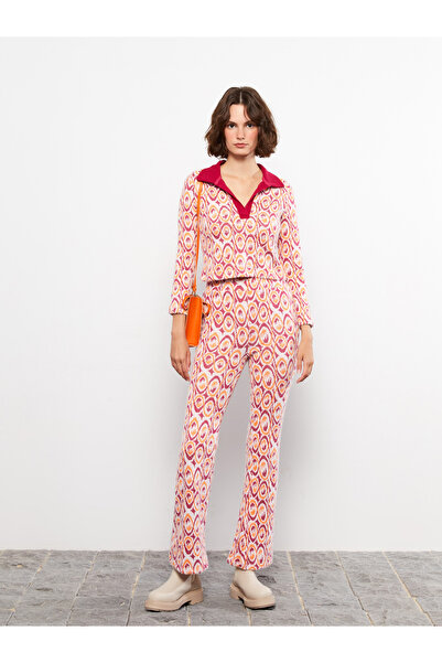 LC Waikiki Polo Collar Patterned Long Sleeve Women's Knitwear Sweater