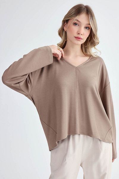 Vitrin Μακρυμάνικη μπλούζα Modal Fabric με λαιμόκοψη V