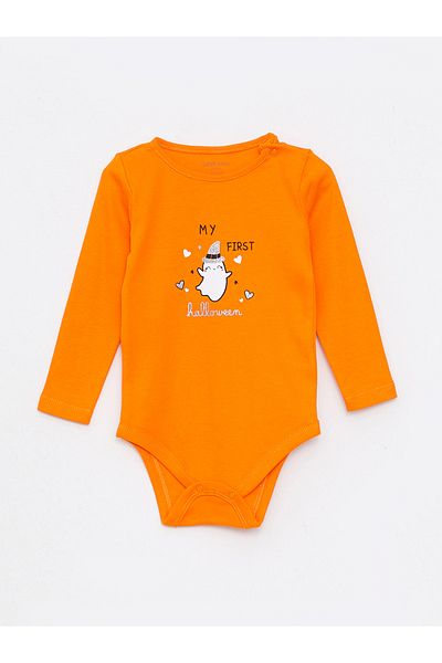 LC Waikiki Crew Neck Long Sleeve Printed Baby Girl Snap Body and Trousers 2 Piece Set