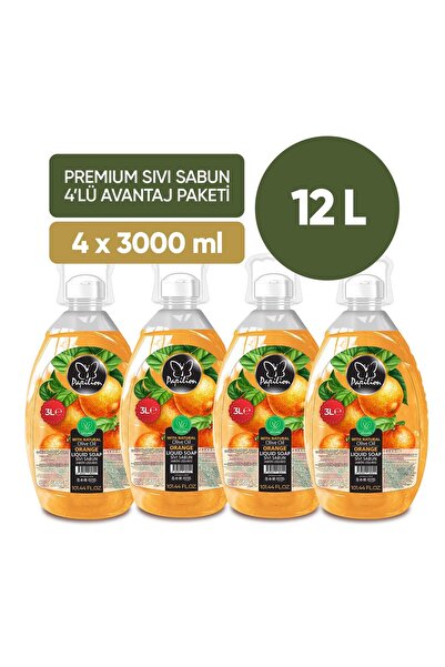 Papilion Portakal Özlü Doğal Zeytinyağlı Vegan Sıvı Sabun 4 lü Avantaj Paketi...