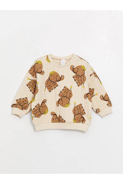 LC Waikiki Crew Neck Printed Sweatshirt and Sweatpants for Baby Boy - Set of 2
