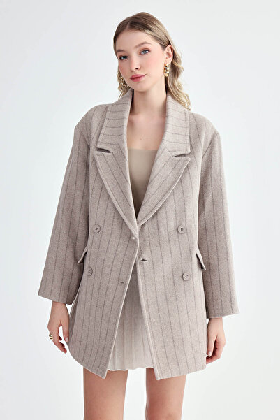 Vitrin Striped Oversize Cashmere Coat
