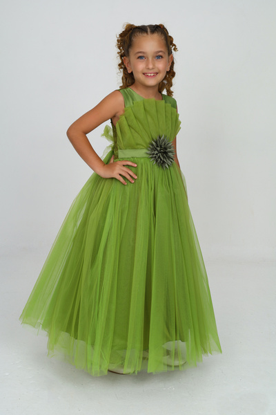 Asortik Kids Kız Çocuk Tarlatanlı Abiye Elbise Düğün Nikah Kıyafeti-7 yaş-8 Yaş-9 Yaş-10 Yaş-11 Yaş