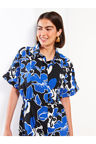 LC Waikiki Rochie cămașă de damă cu mânecă scurtă florală