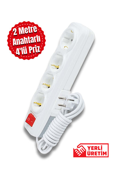 Tntech 4'lü Priz Anahtarlı 2.0m Uzatma Kablosu 9245