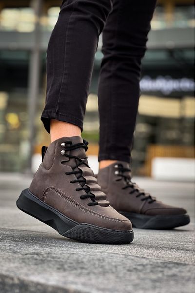 BOA BA0321 Hidden Lace Men's High Sole Brown Sports Boots