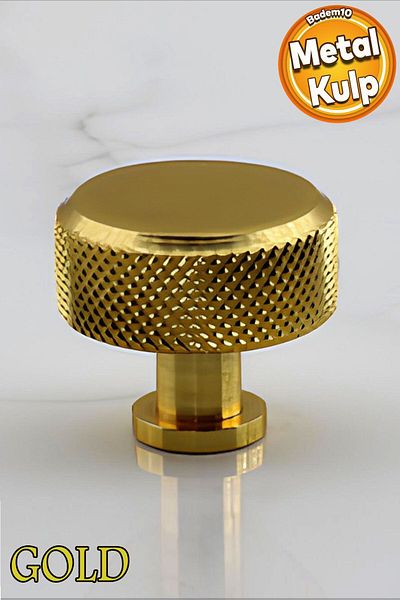Badem10 Mâner metalic cu buton mare coroană, aur, aur, sertar, mobilier, dulap de bucătărie, dulap, mâner