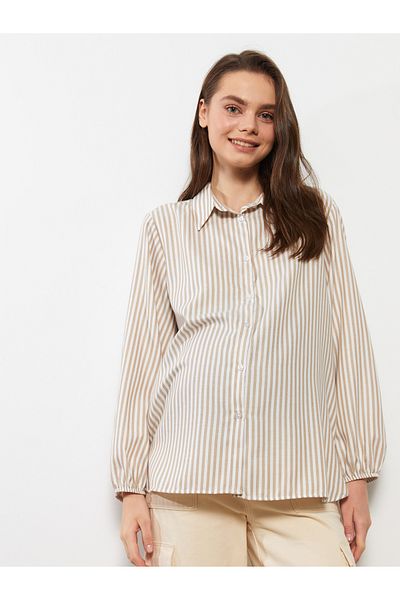 LC Waikiki Gestreiftes Umstandsshirt mit langen Ärmeln