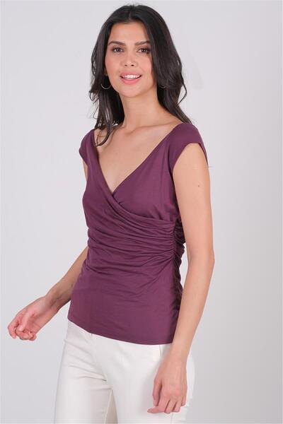 Spazio Aguinaldo Yanı Büzgülü Aykol Bluz BORDO