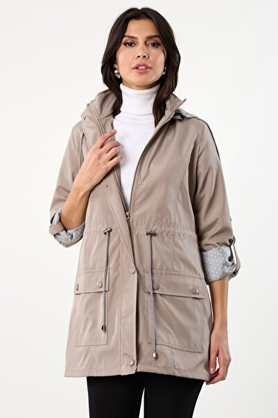 Spazio Christensen Kapüşonlu Çıtçıtlı Katlamalı Kol Kaban TAŞ