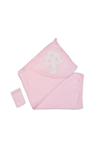 bebegen طقم مناشف ومنشفة للفتيات الصغيرات باللون الوردي إكرو - نمط الفطر