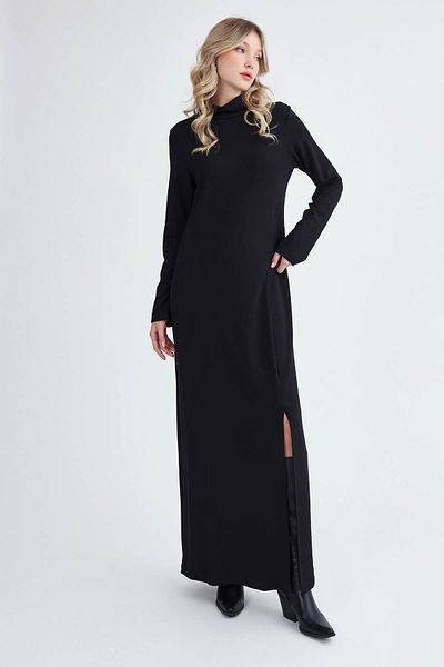 Vitrin Turtleneck Slit Long Dress