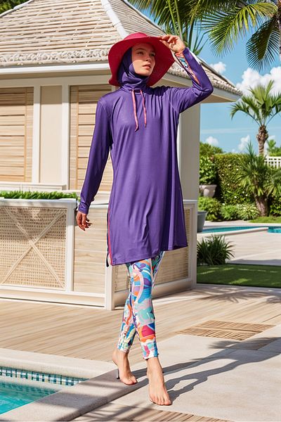Marina Lycra Purple Full Covered Hijab Swimsuit M2496