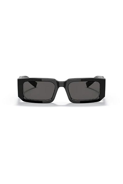 Prada Pr 06ys 09q5s0 53 Rechteckige schwarze Knochen-Sonnenbrille für Damen