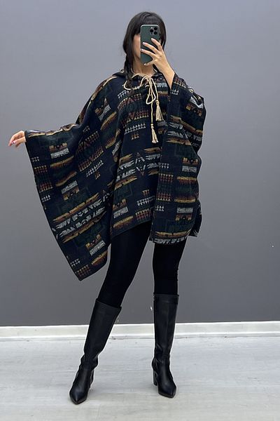 Saklı Butik Bohemian Lumberjack Poncho Sk-8339