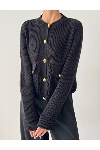 My Blog Cardigan cu nasturi Black Belle Rose-4522