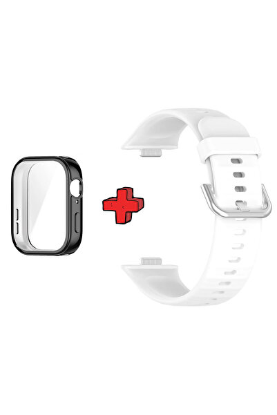 Huawei حافظة وواقي شاشة وحبل سيليكون جل 2 في 1 متوافق مع Watch Fit 3