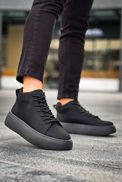 BESKAR Ανδρικές αθλητικές μπότες με ψηλή μαύρη σόλα LE10 Lace-Up