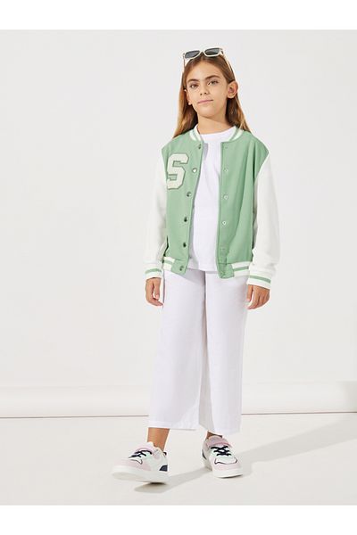 Styli Letter Patch Contrast Sleeve Varsity Jacket