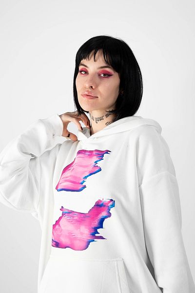 Sekizbiraltı Λευκό Oversize Unisex Hoodie - Temperature Printed